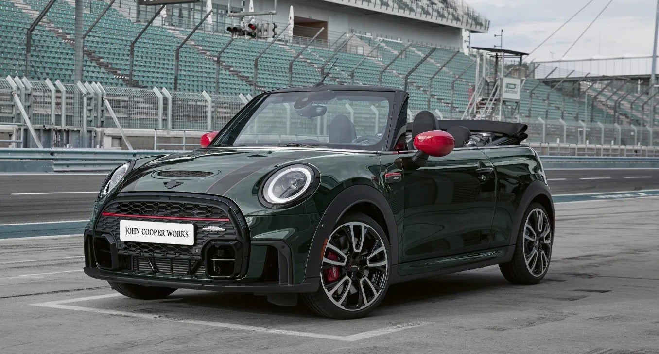 The JCW MINI Convertible zooming on the racetrack. | Jackie Cooper MINI in Edmond OK